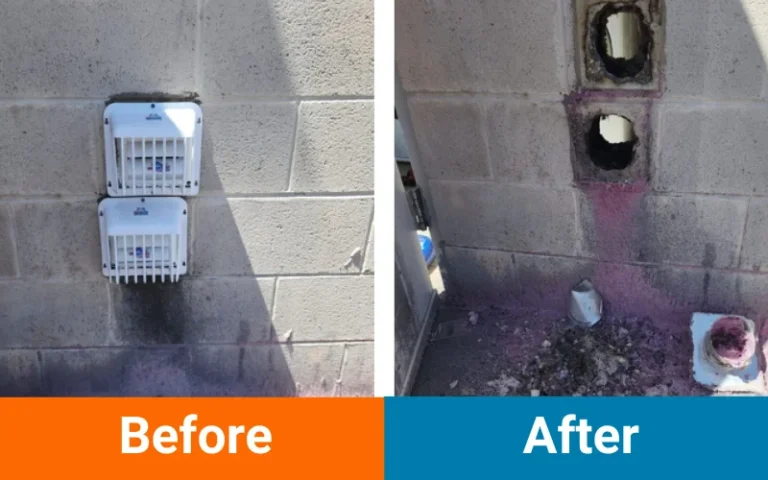 Dryer Vent Repair Before and After - Williams and sons
