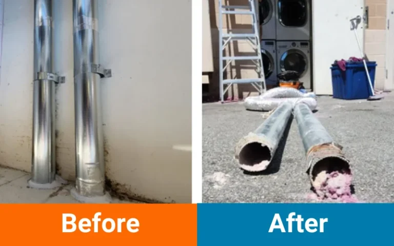 Dryer Vent Repair service Before and After - Williams and sons